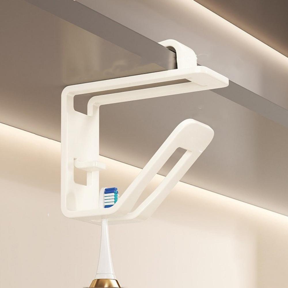 Carbon Steel Toothbrush Storage Rack Non-Perforated Toothbrush Stand for Under Cabinet