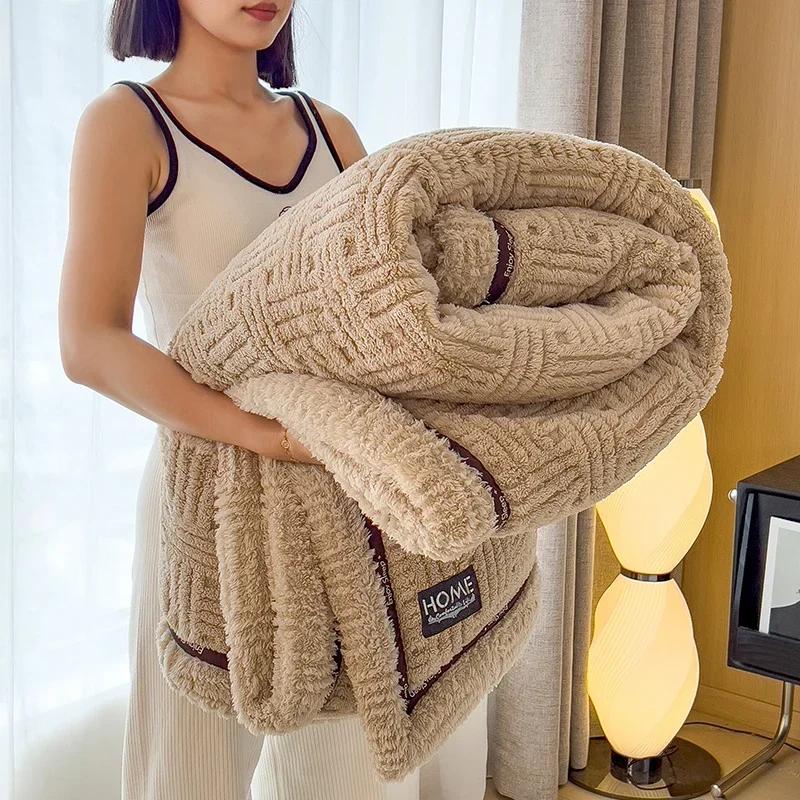 Neue Halbseiten Fleece Herbst Winter Decke Weich Flauschig Mutter- und Kindgerechte Bettdecken Warm Atmungsaktiv Sofaüberwurfdecke