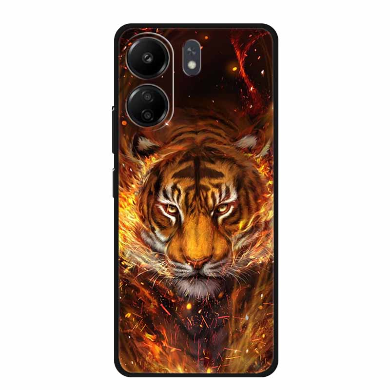 Phone Cases for Redmi 13C 13R Soft Silicone TPU Cover for Xiaomi Redmi13 C R Animal Wolf Funda Vividly Lion Tiger Capa 13 C R