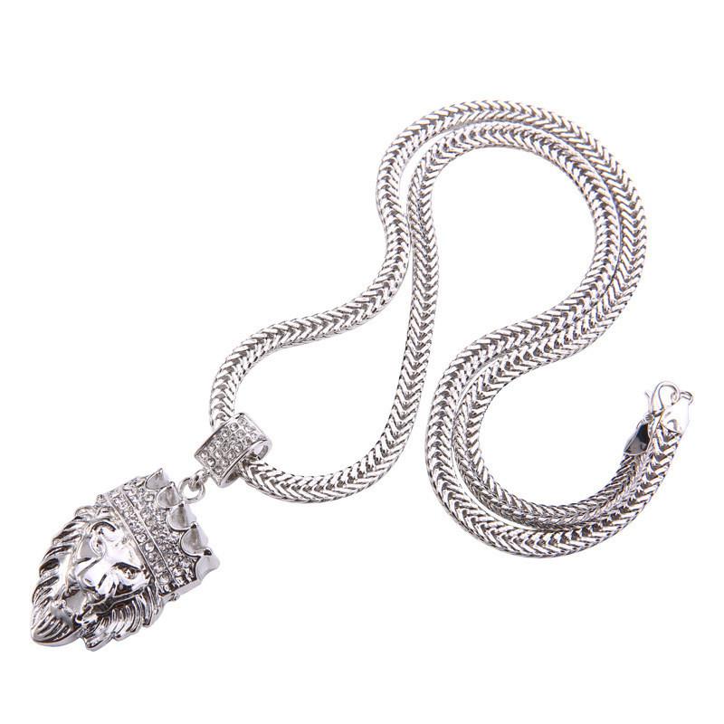 Majestic Titanium Steel Gothic Punk Lion Head Pendant Necklace For Men Hip Hop Jewelry