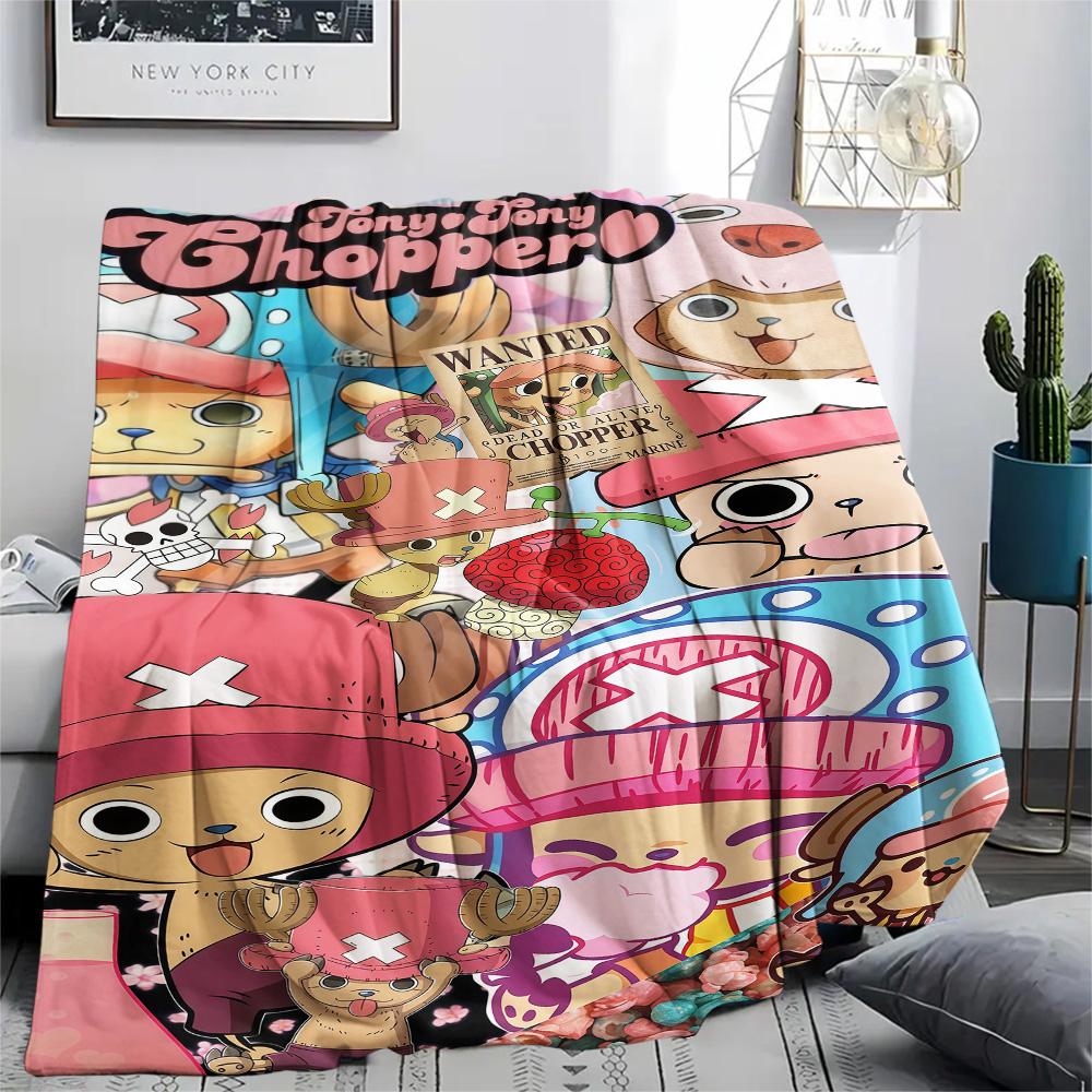 1PC Tony Tony Chopper Patterned Flannel Blanket Suitable For All Seasons For Home Decor Warmth And Comfort Gifts Holiday Present