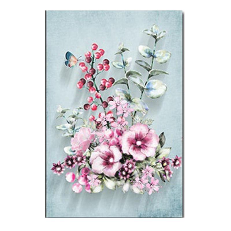 Pink Flowers Poster Print Wall Picture Modern Decoration Blue Birds Wall Art Pictures Canvas Print Painting for Living Room Home Decor