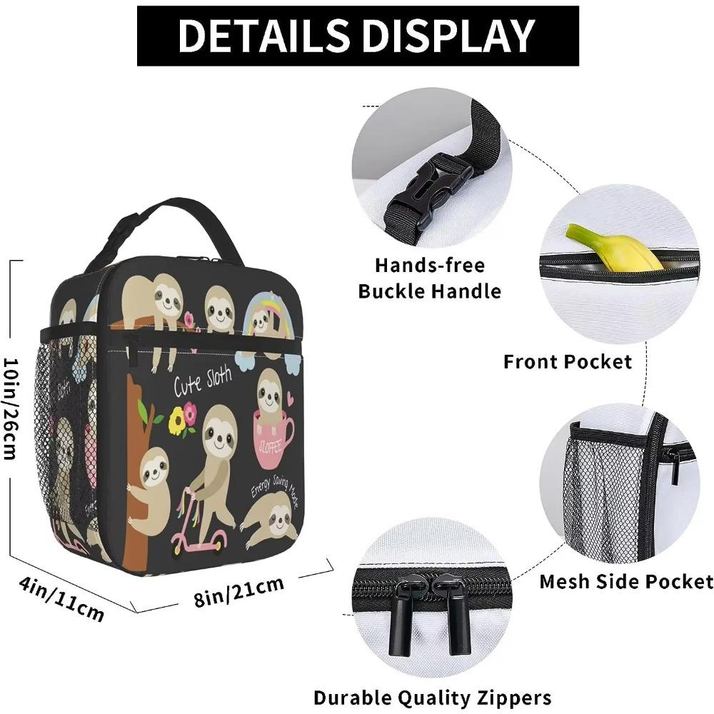 Cute Sloth Insulated Lunch Bag Thermal Lunch Box Tote Cooler Reusable Lunch Pail Outdoors Bento Meal Bag for Women Men