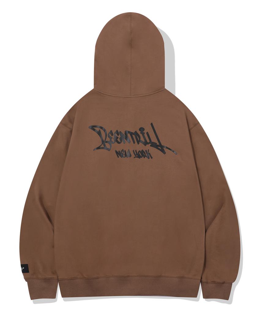 Beentrill Script Two-Way Zip-Up Hoodie (Camel)