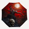 1pc Moonlit Skull amidst Twisted Trees Automatic Folding Umbrella - 3 Folding Design, Vivid Cartoon Pattern, Suitable for Outdoor Activities, A G
