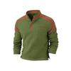 New Winter Men Waffle Knit Faux Pocket Casual Stand Collar Long Sleeve Corduroy Sweatshirt