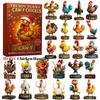 Caw-F Advent Calendars 2025 Funny Christmas Decor Chicken Ornaments 24 Days Countdown Calendar Christmas Tree Hanging Charms