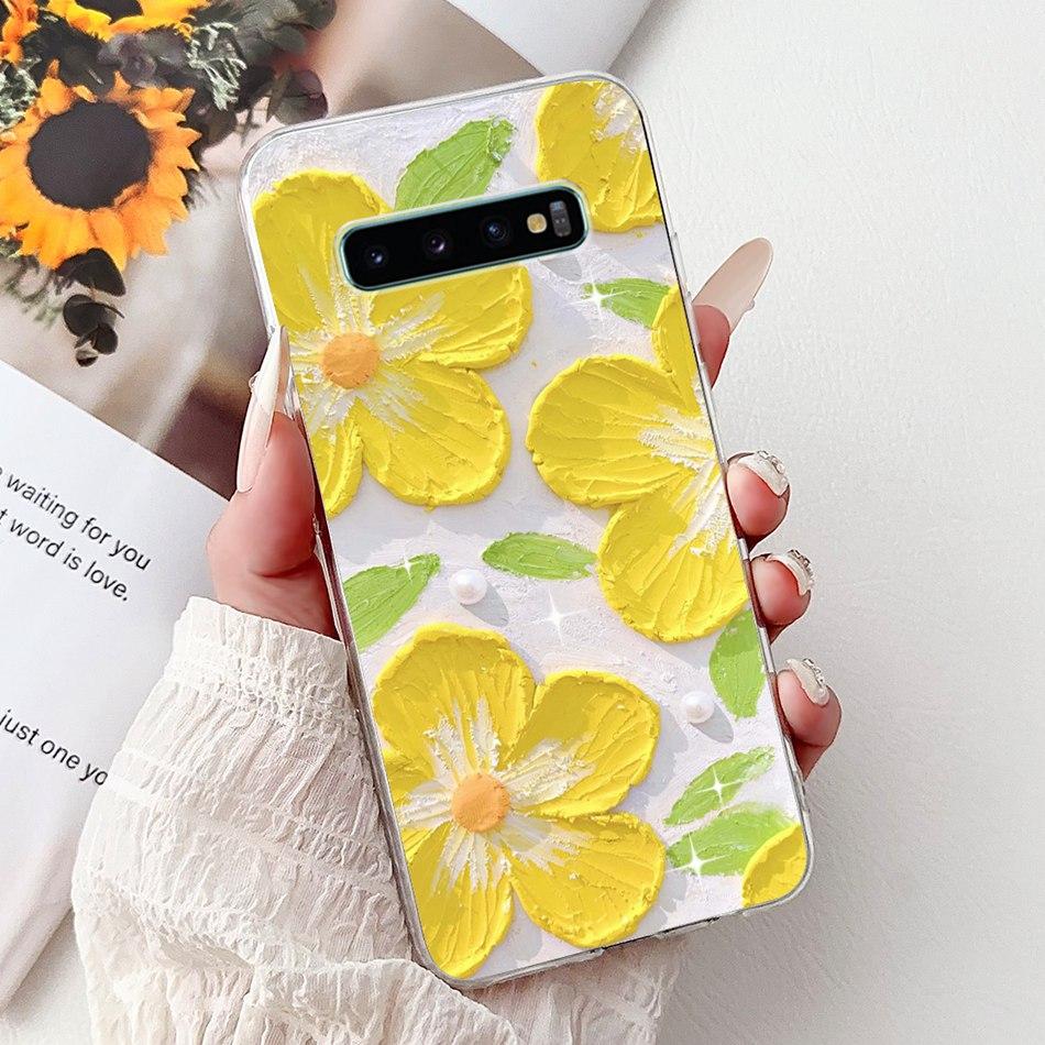 Per Samsung Galaxy S10+ S10 S10e Elegante Custodia per Telefono con Motivo Floreale e Farfalle Per Samsung S10e S10 Plus S 10 4G Custodie Morbide in Silicone TPU