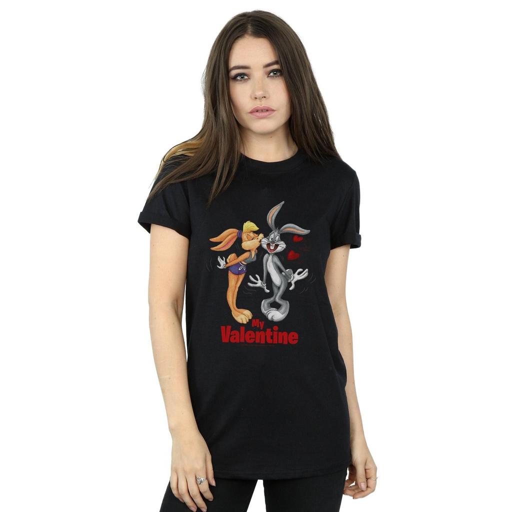 Looney Tunes Womens/Ladies Bugs Bunny And Lola Valentine´s Day Cotton Boyfriend T-Shirt