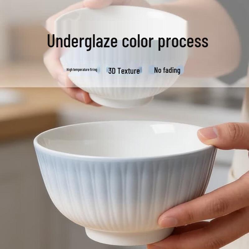 Huaqingge Nordic Gradient Ceramic Noodle/Rice Bowls, 2-Pack