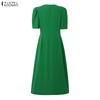 ZANZEA Women Casual V-Neck Summer Half Sleeve Long Dress
