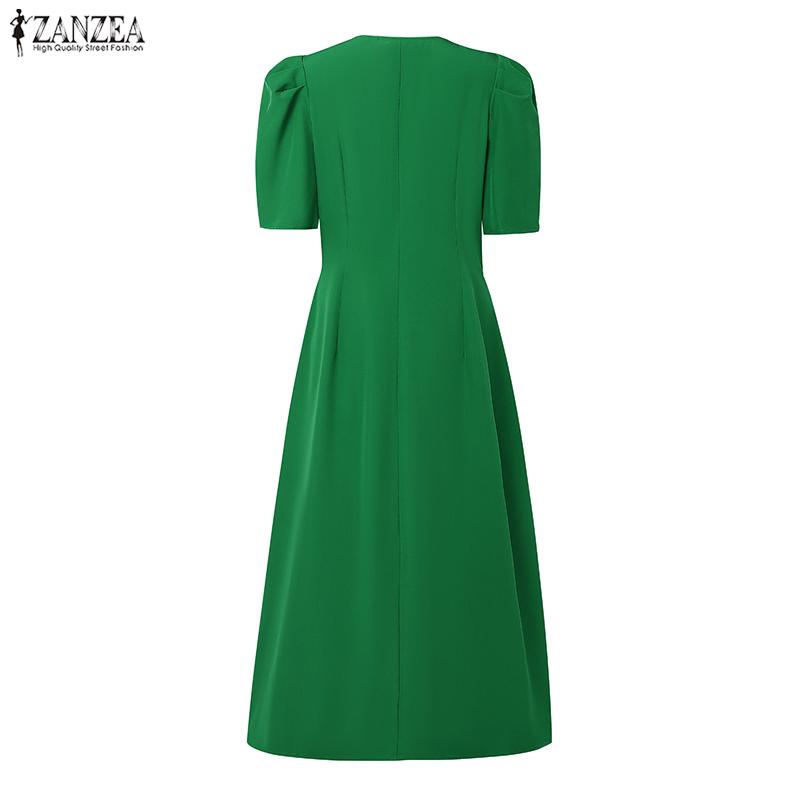 ZANZEA Women Casual V-Neck Summer Half Sleeve Long Dress