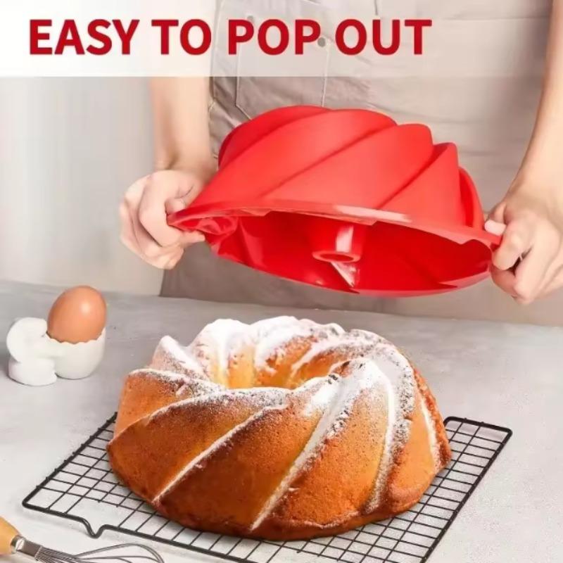 1pc High Quality Silicone Cyclone Cake Mold High Temperature Resistant Household Oven Baking Pan Steamed Cake Mold Baking Tools