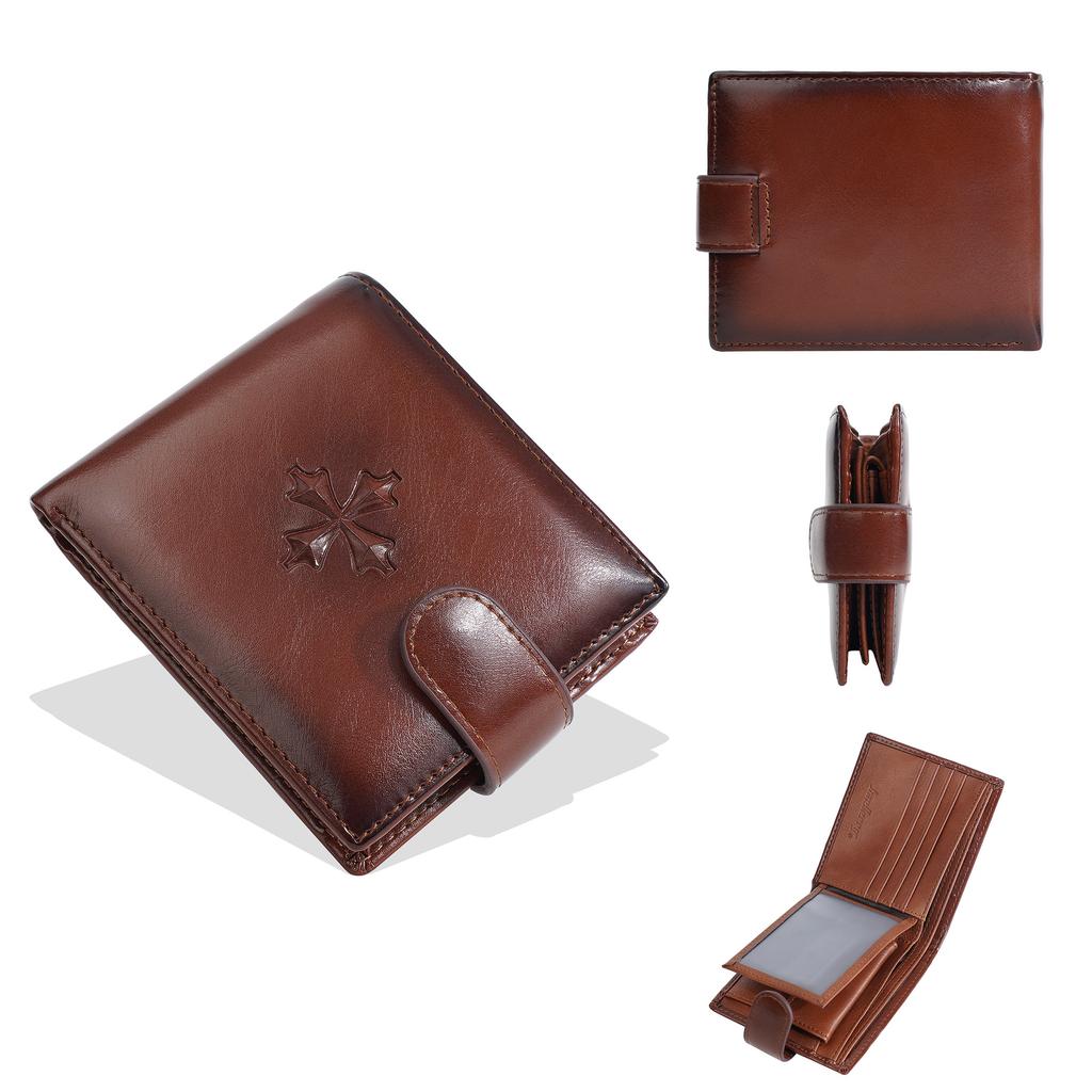 New Wallet Men's Short Men's High-end Retro Pu Buckle Wallet Business Zipper Small Wallet Men