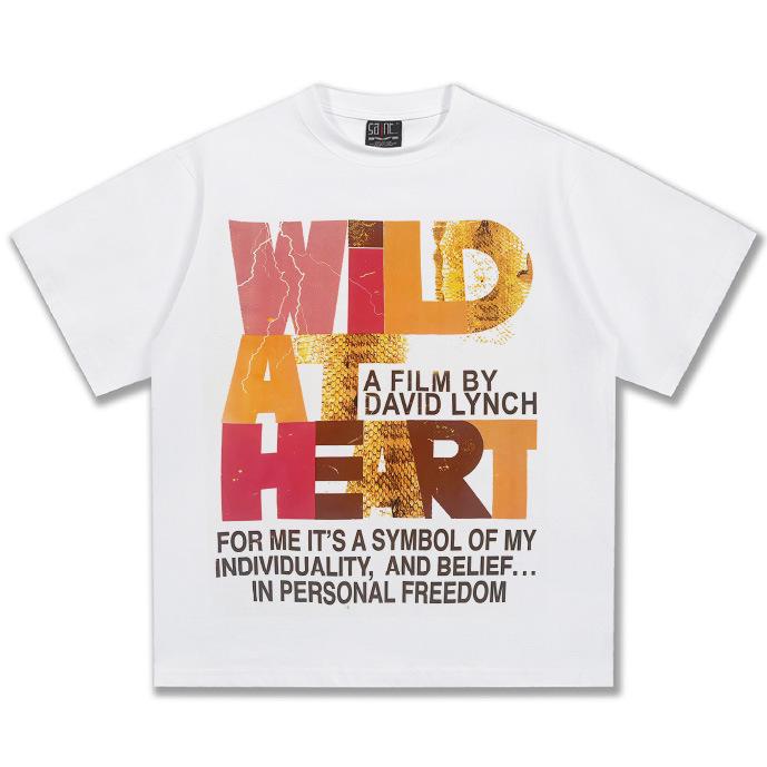 

Винтажная мужская футболка с коротким рукавом 2025 года в американском ретро-стиле из тяжелого хлопка 300 г XL