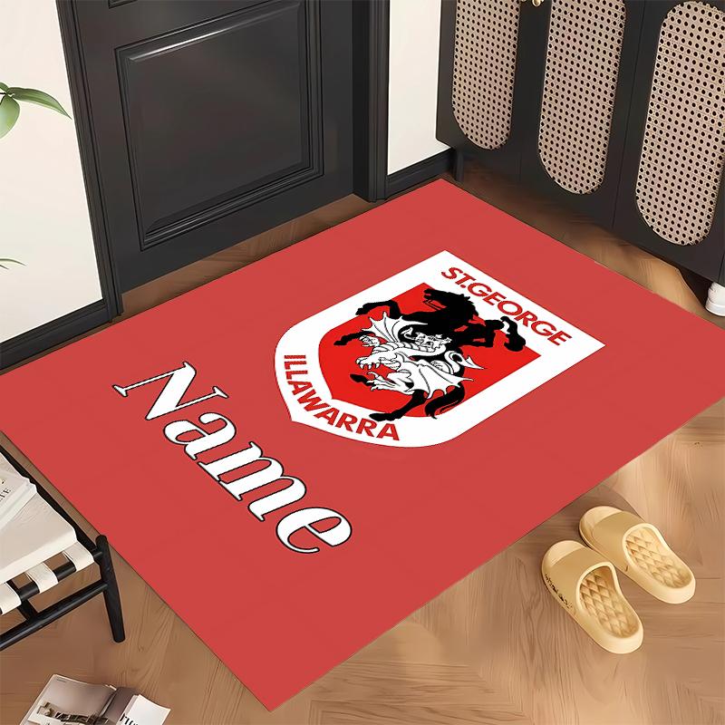 St George Illawarra Dragons (5) Personalized Name Office Carpet Stylish Decor for Living Room Bedroom Kitchen