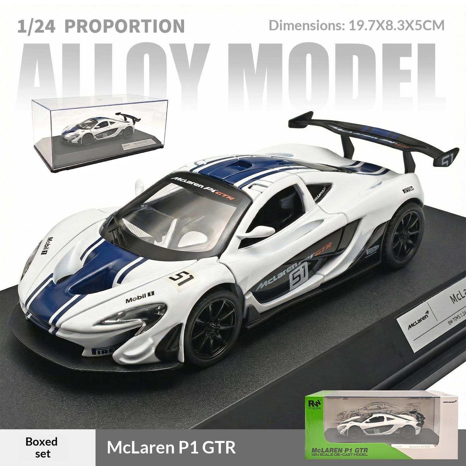 

Metal die-casting 1/24 McLaren P1-GTR supercar model simulation details with display base collection ornament gift белый
