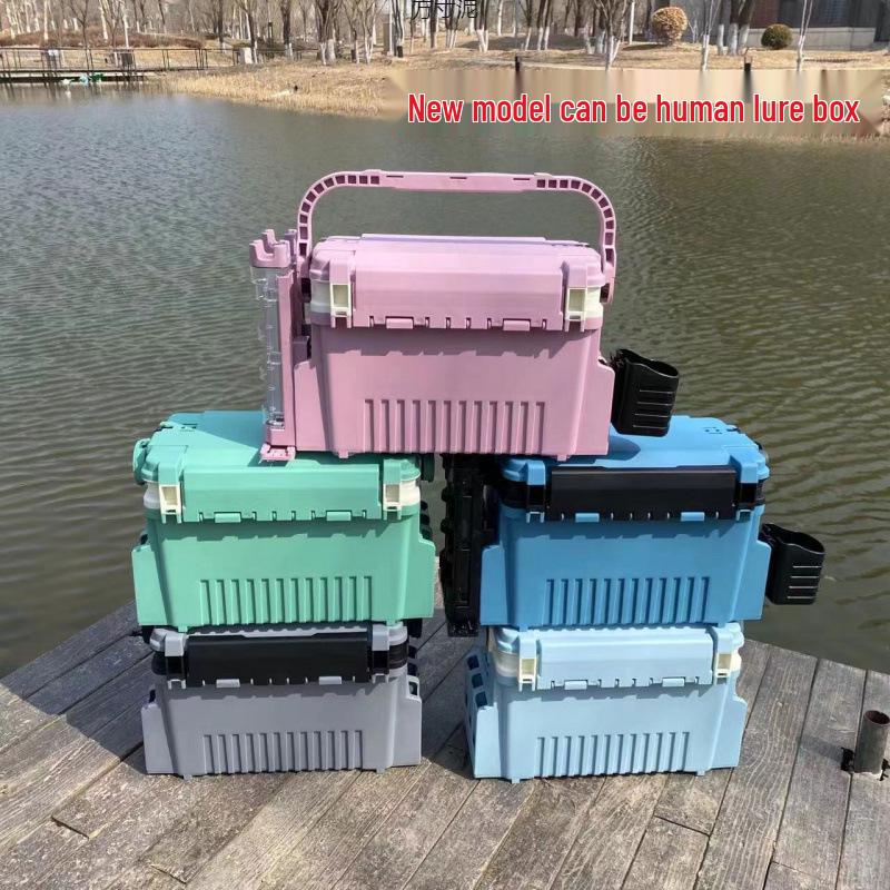 Multifunctional Large Capacity Fishing Gear Storage Box with Rod Holder