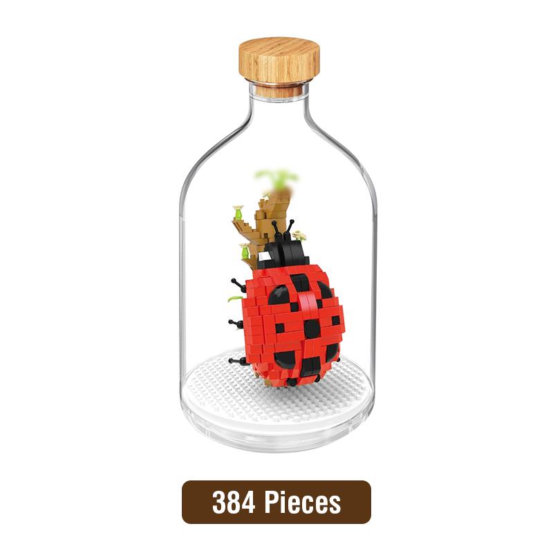 Non-Toxic New Product Simulation Animal Series Creative Children'S Toys Bottled Building Blocks Flamingo Seahorse Educational Gift Model