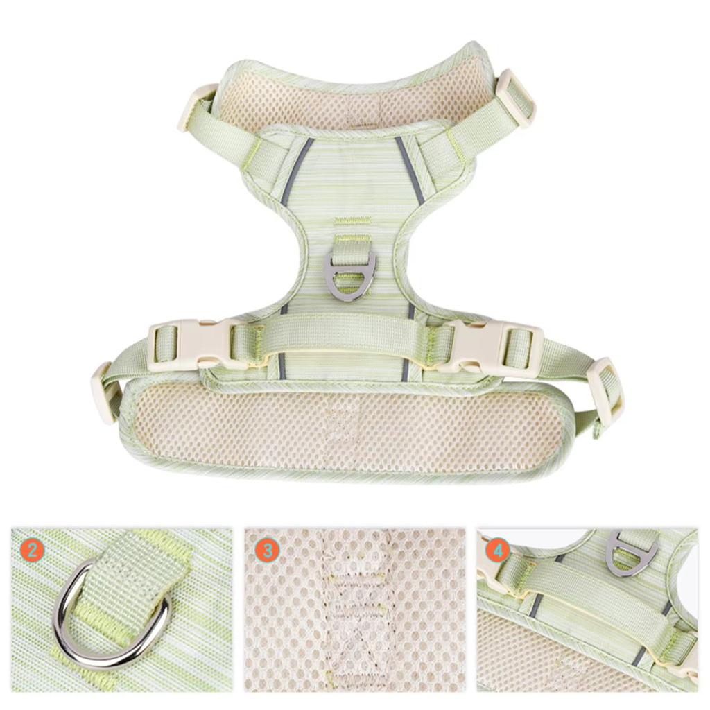 HP302--Miękka uprząż dla psa z wytrzymałej tkaniny oxford i oddychającej siateczki wewnątrz, Projekt w świeżych kolorach.