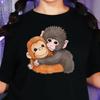 Monkey Hugging Orangutan T-Shirt, Wildlife Art, Jungle Graphic Tee
