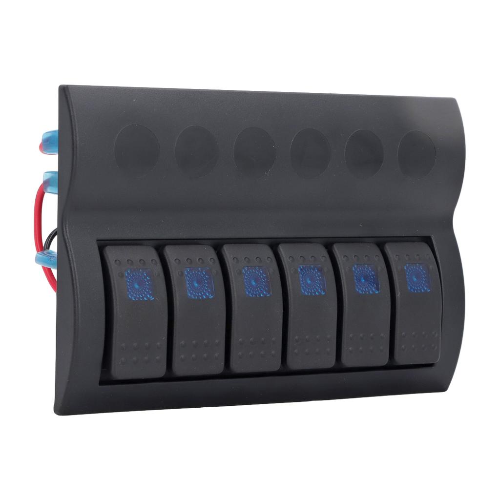 Electrical Switch Panel 6 Gang Pre Wired Blue LED Switch Control Panel with Overload Protector for B