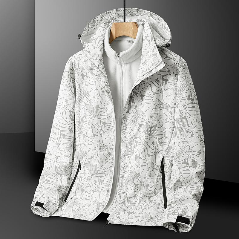 2023 autumn and winter new three-in-one removable sports outdoor jacket men's and women's autumn and winter camouflage two-piece set