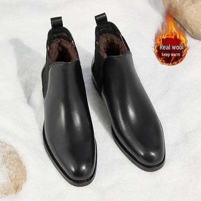 Men's Chelsea Winter Boots: Genuine Leather & Fur, Wool-Lined, High-Top Martin Style (2025)