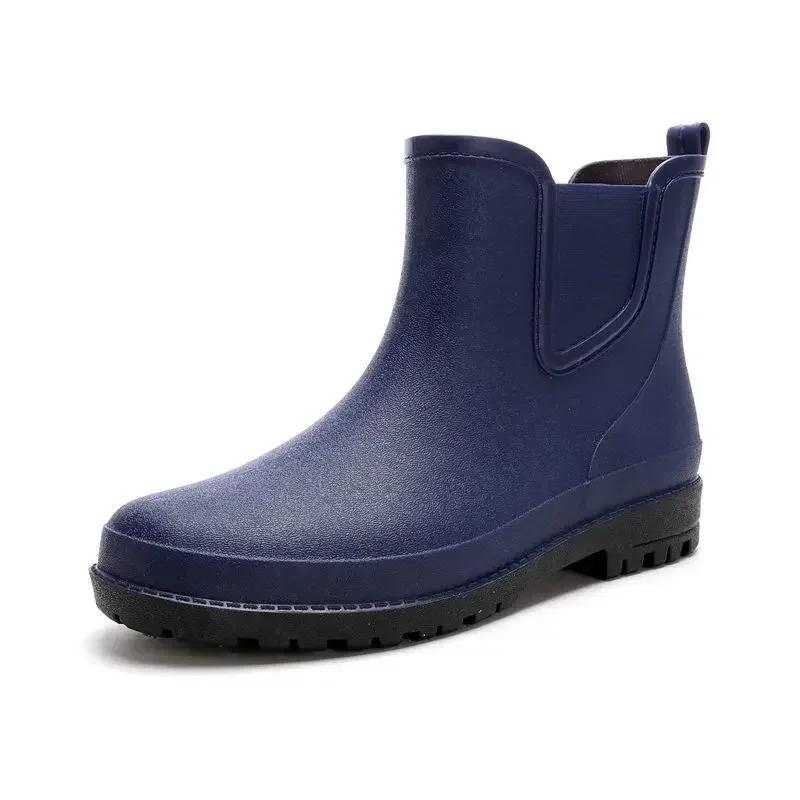 Man Shoes Wear-resistant Non-slip Rain Boots for Men Wellies Loafers Without Lacing Comfortable Low-heel Mud Gum 2024 Rubber New