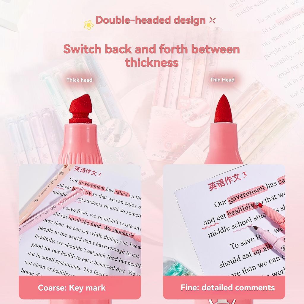 5pcs/set Pastel Highlighters Marker Colors Fluorescent Hook Pen Colored Mark Pen Japanese Stationery School Supplies Kawaii