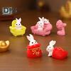 2Pcs Long Lasting New Year Ornaments Handmade Creative Rabbit Zodiac Micro Landscape Ornament