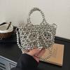 Transparent Bead Handbag With Bow Design And Top Opening For Casual Wear