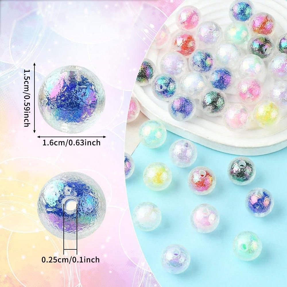 18/50pcs Acrylic Random Color Decorative Beads Colorful Sandwich Rough Ball Beads DIY Bracelet Necklace Earrings Keychain Foot Chain