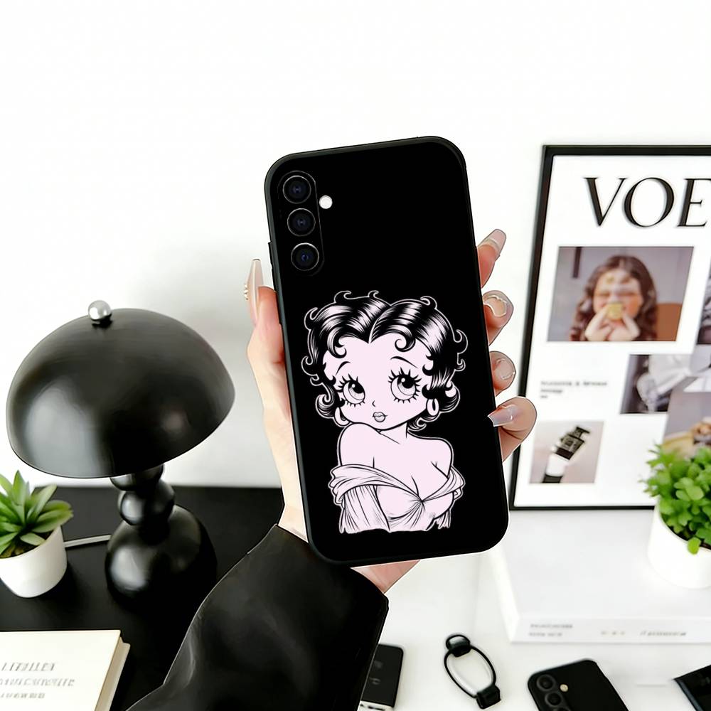 Be-Tty Boo-P Phone Case Black Silicone Soft For Samsung Galaxy A73,A72,A71,A70,A53,A52,A51