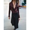 Za2025 Spring New Women's Clothing Casual Flip Pocket Silk Satin Texture Lapel Long Sleeve Shirt 8987213