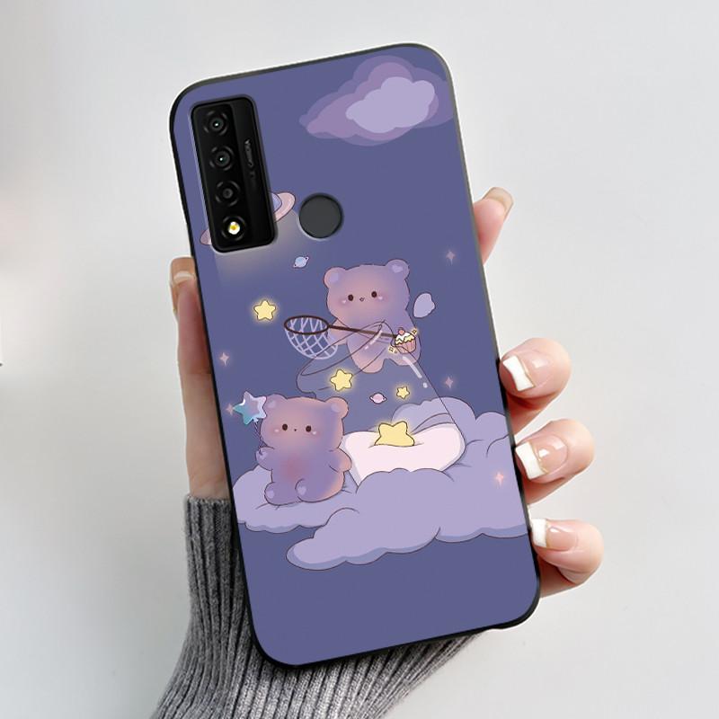 Casing For TCL 20 XE Case Aesthetic Fashion Cute Cat Astronaut Black Soft Silicone Protective Back Cover For TCL 20XE Phone Case