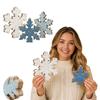 Wooden Snowflake Ornaments Set of 3 - Winter Holiday Hanging Decorations for Home