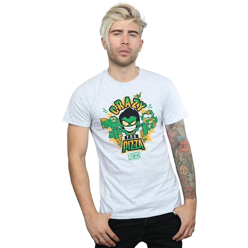 DC Comics Mens Teen Titans Go Crazy For Pizza T-Shirt