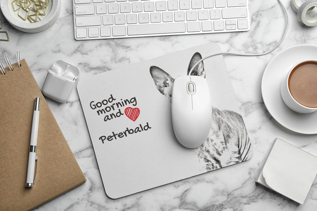 Peterbald - mouse pad with print, personalized cat pad, unique gadget for an office worker from the Art-Dog brand