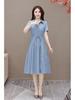 Women's 2023 Summer Solid Color Cotton Linen A-line Dress, Short Sleeve, Casual Slimming Design