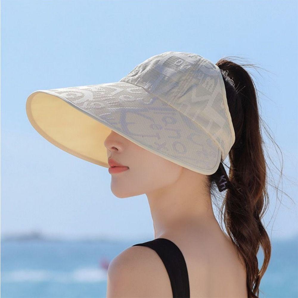 UV Protection Large Brim Sun Hat Letter UV Protection Hat Stylish Summer Panama Hat  Men