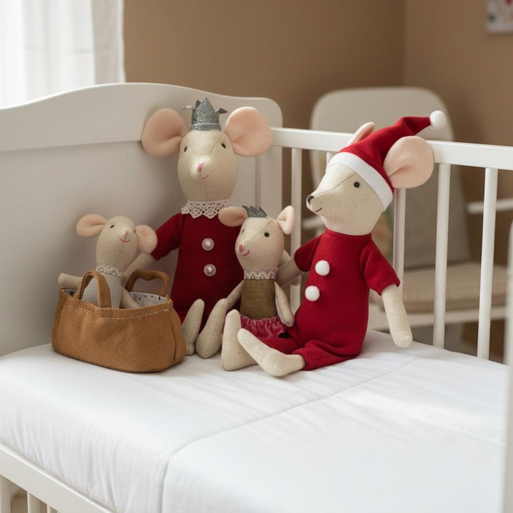 Süße Plüschtiere kleine Mäusepuppe 30cm Weihnachtspuppenhaus Stofftier Maus Plüschpuppe Weihnachtsgeschenk für Kinder