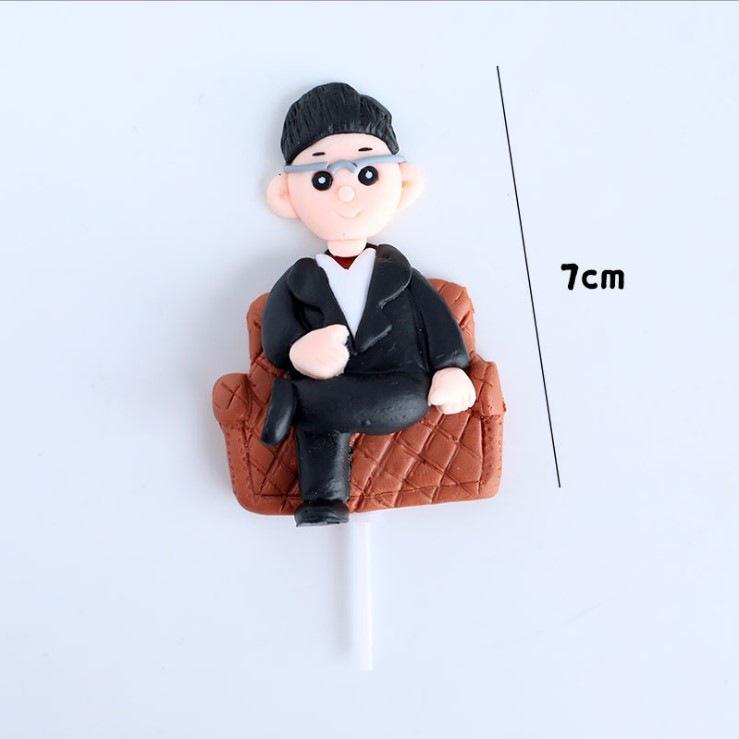 Father's Day Cake Topper: Healthy & Happy Birthday Dad Figurine