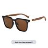 Polarized Square Sunglasses with UV Protection and Wood Grain Legs (Model P891876)