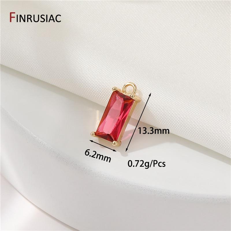 DIY Pendant Necklace Making Accessories 14K Gold Plated Brass Zircon Geometric Charms For Women Jewelry Making Supplies