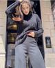 2023 Women's Knitted Cable Knit Two-Piece High Neck Sweater Set