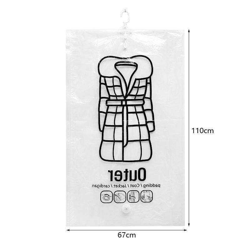1pc Closet Hanging Organizer Vacuum Bag For Clothes Storage Bag With Hanger Space Saving Clear Seal Bags Wardrobe Compressed Bag