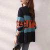 Fashionable Knitted Cardigan for Women Artistic Color-blocked Letter Sweater Cardigan Korean-style Loose Top Outerwear