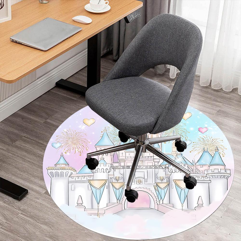 

1pc castle fireworks Round Chair mat Area Rug - Non-Slip, Floor Mat for Office, Bedroom, and Indoor Decor c1125621 80cm by 80cm