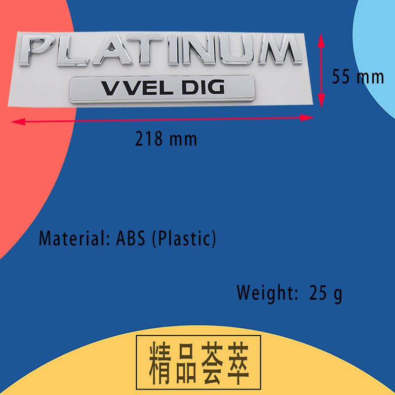 3D Car Styling PLATINUM VVEL DIG for Car Hood Fender Trunk Rear Bonnet Nameplate Decal Emblem Badge Sticker